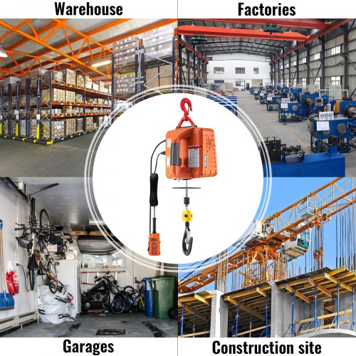 Electric Hoist Winch, Portable Winch Crane with Lift, Wire & Wireless Remote Control, Safety Overload Protection