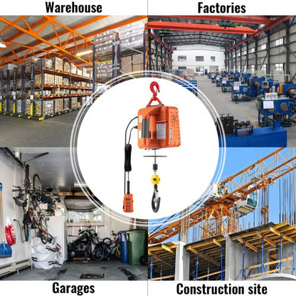 Electric Hoist Winch, Portable Winch Crane with Lift, Wire & Wireless Remote Control, Safety Overload Protection
