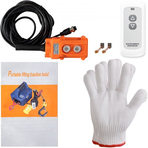 Electric Hoist Winch, Portable Winch Crane with Lift, Wire & Wireless Remote Control, Safety Overload Protection