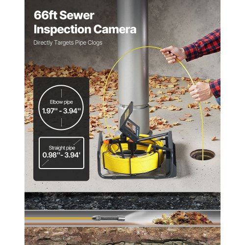 Sewer Camera, Screen Pipeline Inspection Camera w/DVR Function & Waterproof IP68 Borescope Snake Cable