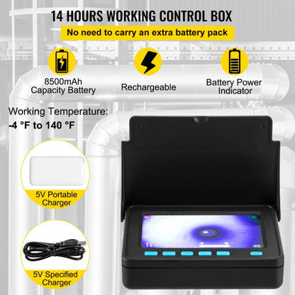Sewer Camera With LCD Screen Waterproof IP68 Pipeline Inspection Camera With DVR Snake Cable  LED L 6