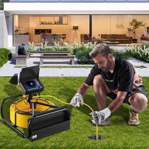 Sewer Camera with LCD Screen, Waterproof IP68 Pipeline Inspection Camera with DVR, Snake Cable & LED Lights