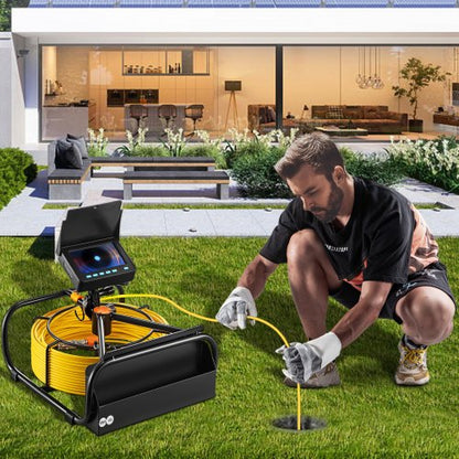Sewer Camera with LCD Screen, Waterproof IP68 Pipeline Inspection Camera with DVR, Snake Cable & LED Lights