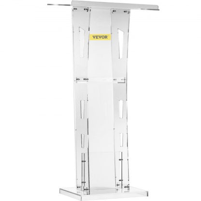 Acrylic Podium for Church, Thick Plexiglass Lectern with Table, Clear Acrylic Pulpit for Recital, Speech