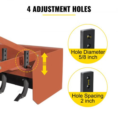 Scarifier Shank for Box Blade, Adjustable Ripper Shanks with 4 Holes, Tapered Teeth & Mounting Pins for Plowing