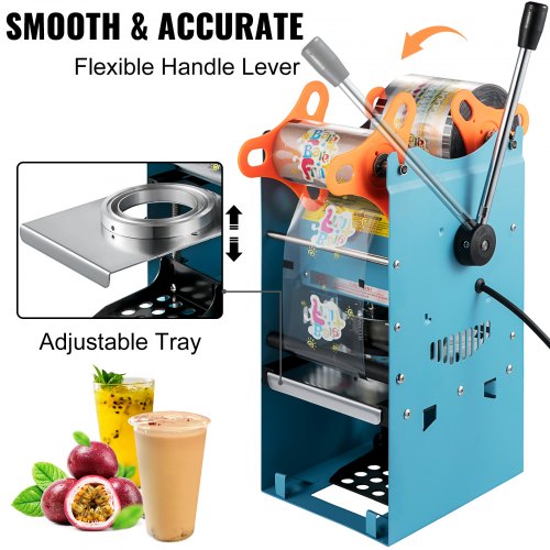 Manual Boba Tea Sealer Machine, Manual Tea Cup Sealer for Bubble Milk Tea, Cup Diameter Cup Sealing Machine