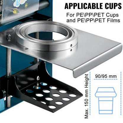 Manual Boba Tea Sealer Machine, Manual Tea Cup Sealer for Bubble Milk Tea, Cup Diameter Cup Sealing Machine