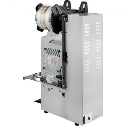Semi-Automatic Cup Sealing Machine, Boba Tea Cup Sealer with Adjustable Tray for Milk Tea & Smoothies