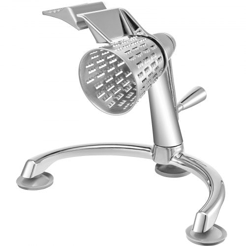 Manual Cheese Mandoline w/ Cutting Cone, Zinc Alloy Rotary Vegetable Mandoline with Bowl & Suction Base, Rotary Shredder