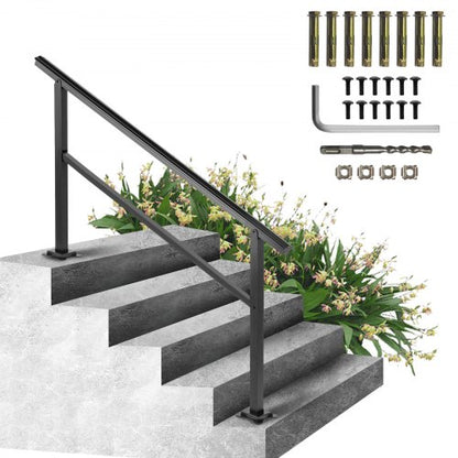 Aluminum Stair Handrail for Outdoor Stairs, Staircase Handrail Fits, 165LBS Load Railing with Screw Kit, Adjustable
