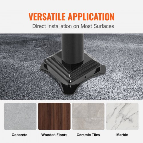 Iron Stair Handrail, Step Railing, Black Powder-Coated Sturdy Outdoor Indoor Safety Railing with Floor Mount