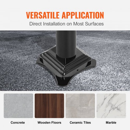 Iron Stair Handrail, Step Railing, Black Powder-Coated Sturdy Outdoor Indoor Safety Railing with Floor Mount