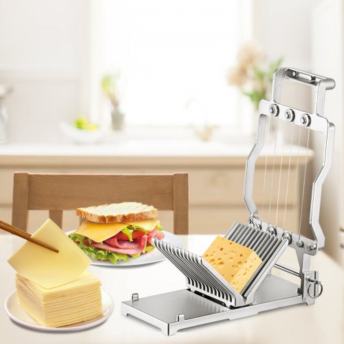 Commercial Cheese Slicer, Aluminum Alloy Cheese Cutter with Replaceable Wire for Thick Slices, Stainless Steel Blade