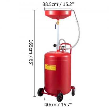 Waste Oil Drain Tank, Portable Air Operated Oil Drainer with Adjustable Funnel and Wheels for Efficient Fluid Transfer