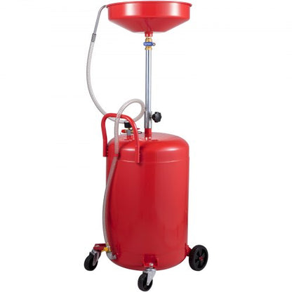 Waste Oil Drain Tank, Portable Air Operated Oil Drainer with Adjustable Funnel and Wheels for Efficient Fluid Transfer