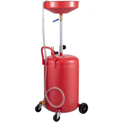 Waste Oil Drain Tank, Portable Air Operated Oil Drainer with Adjustable Funnel, Pressure Regulating Valve