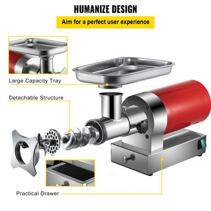 Electric Meat Grinder Machine, Meat Mincer with Sausage Maker Kit & Dual Grinding Plates, For Home & Commercial Kitchen