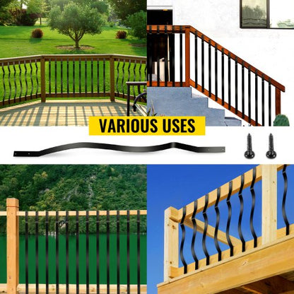 3225 Metal Deck Spindles 26Pack WaveDesign Aluminum Alloy Balusters For Porch Stair  Deck Railings 7
