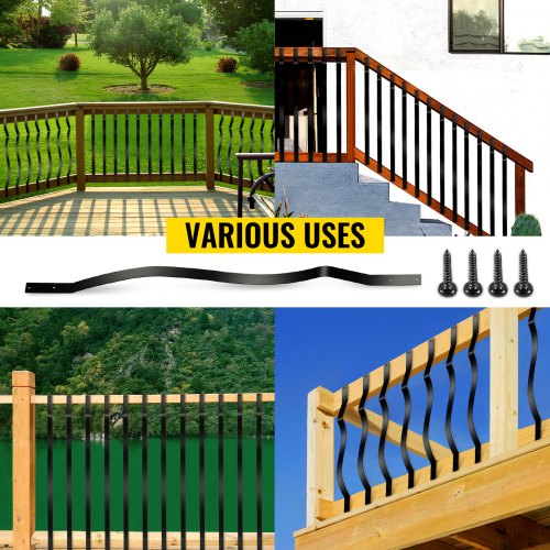 26-Pack Iron Deck Railing Balusters, 32.25 Staircase Baluster with Screws for Wood & Composite Deck