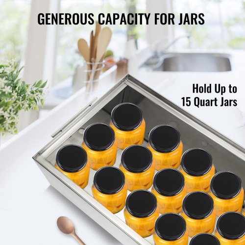 304 Food Grade Stainless Steel Water Bath Canner, 15-Quart Large Stock Pot with Dual Canning Racks
