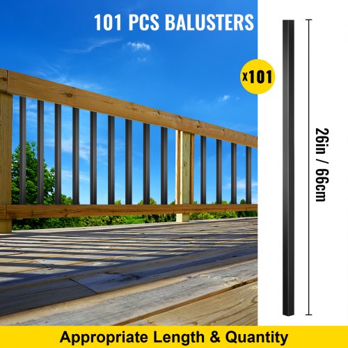 101Pack Aluminum Alloy Deck Spindles 26x075 Square Balusters For Wood  Composite Deck Railings 3