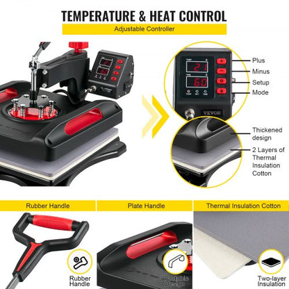 Professional 15x15 Inch Heat Press Machine 8in1 PowerSaving Sublimation Press With Digital Display 4