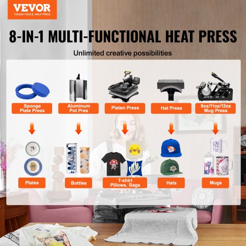 800W Sublimation Machine 360 Rotation SwingAway Heat Press With DualTube Heating For DIY TShirts Ca 2