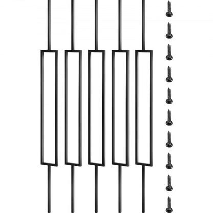 Black Iron Deck Balusters (10-Pack), 44" Metal Stair Railing Spindles, Powder-Coated for Porch, Deck & Outdoor Stairs