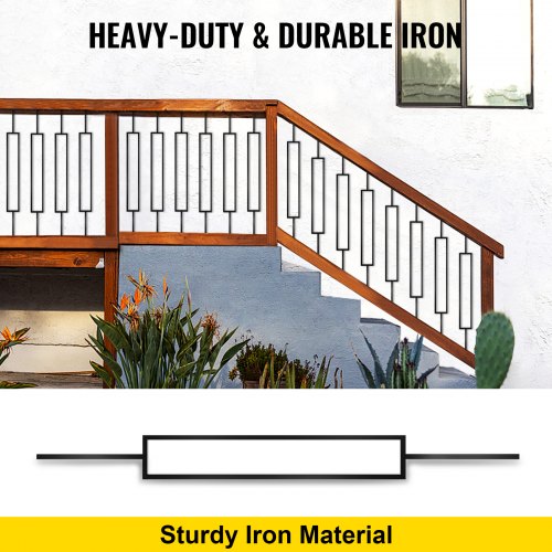 Black Iron Deck Balusters (10-Pack), 44" Metal Stair Railing Spindles, Powder-Coated for Porch, Deck & Outdoor Stairs