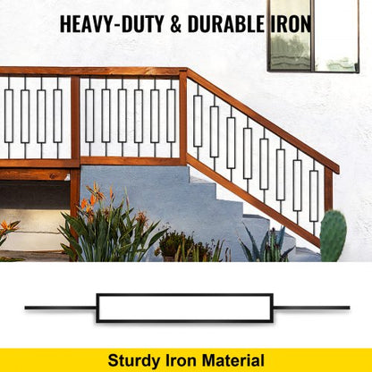 Black Iron Deck Balusters (10-Pack), 44" Metal Stair Railing Spindles, Powder-Coated for Porch, Deck & Outdoor Stairs