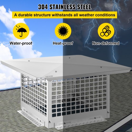 304 Stainless Steel Chimney Cap 13x13 Adjustable Fireplace Cover With Mesh  Metal Spark Arrestor Fo 4