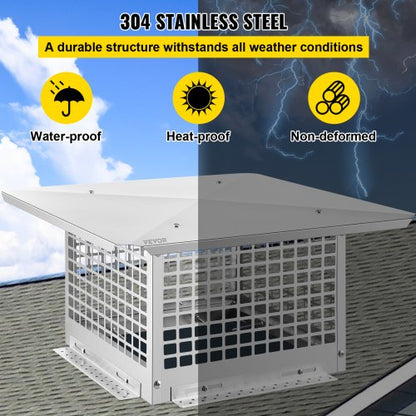 304 Stainless Steel Chimney Cap 13x13 Adjustable Fireplace Cover With Mesh  Metal Spark Arrestor Fo 4