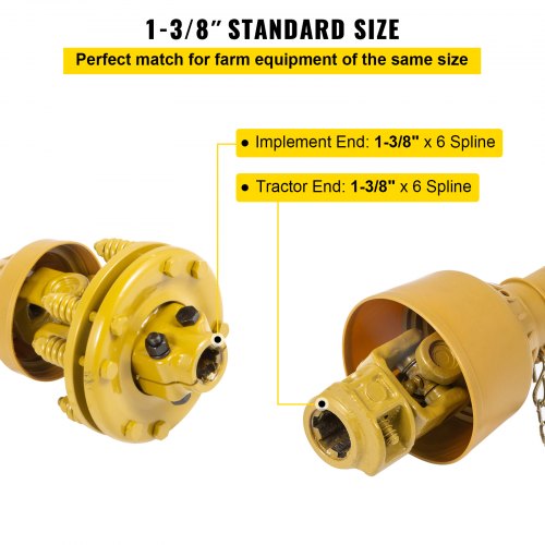 Yellow PTO Shaft WSlip Clutch HeavyDuty Series 4 Tractor PTO Shaft 31541 For Bush Hog  Finish Mower 3
