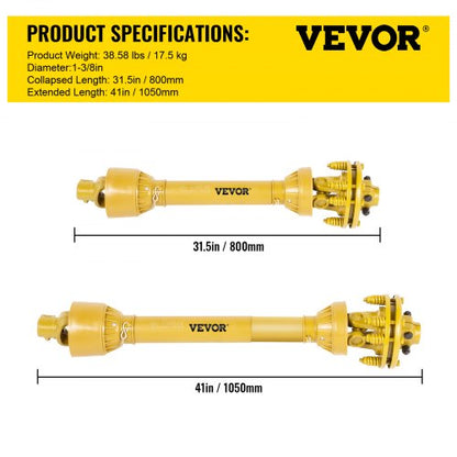 Yellow PTO Shaft WSlip Clutch HeavyDuty Series 4 Tractor PTO Shaft 31541 For Bush Hog  Finish Mower 7