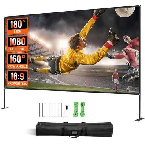 180Inch Portable Projector Screen With Stand 169 4K HD Outdoor Movie Screen  Wide Viewing Angle 1