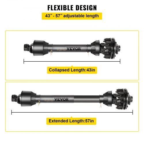 PTO Shaft Spline, Series PTO Drive Shaft, Adjustable w/Slip Clutch for Bush Hog, Finish Mower, Rotary Tillers