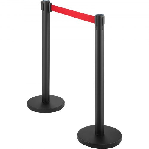 Stanchion Set With 66 Ft Retractable Belt 6Piece Crowd Control Barrier W Rubber Base  HeavyDuty Ste 9