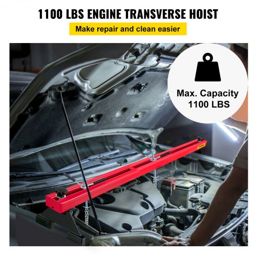 100 Lbs Capacity Engine Support Bar HeavyDuty Engine Hoist With Dual Hooks  Adjustable 2Point Lift  1