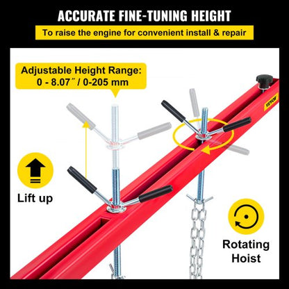 100 Lbs Capacity Engine Support Bar HeavyDuty Engine Hoist With Dual Hooks  Adjustable 2Point Lift  2