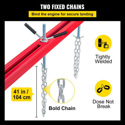 100 Lbs Capacity Engine Support Bar HeavyDuty Engine Hoist With Dual Hooks  Adjustable 2Point Lift  3