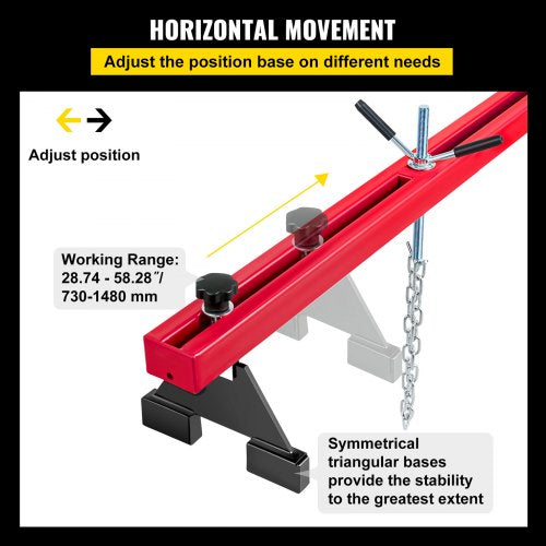 100 Lbs Capacity Engine Support Bar HeavyDuty Engine Hoist With Dual Hooks  Adjustable 2Point Lift  4