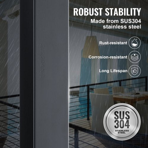 Stainless Steel Deck Railing Post 36 Holeless DIY Cable Railing Kit With Mount Bracket  Brushed Bla 3