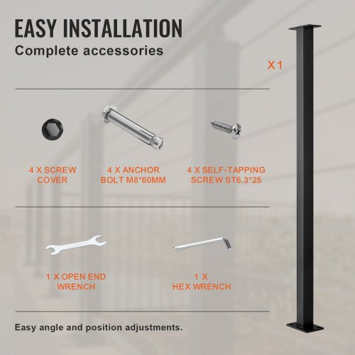 Stainless Steel Deck Railing Post 36 Holeless DIY Cable Railing Kit With Mount Bracket  Brushed Bla 6