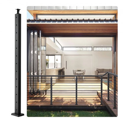 Stainless Steel PreDrilled Railing Post 42 Black Powder Coated Deck Railing Pickets W Rotating Cast 1