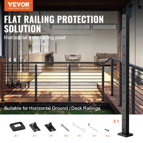Stainless Steel PreDrilled Railing Post 42 Black Powder Coated Deck Railing Pickets W Rotating Cast 2