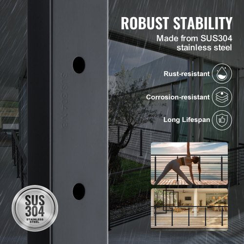Stainless Steel PreDrilled Railing Post 42 Black Powder Coated Deck Railing Pickets W Rotating Cast 3