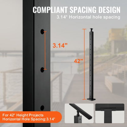 Stainless Steel PreDrilled Railing Post 42 Black Powder Coated Deck Railing Pickets W Rotating Cast 4