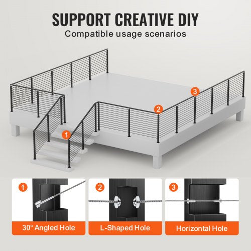 Stainless Steel PreDrilled Railing Post 42 Black Powder Coated Deck Railing Pickets W Rotating Cast 5