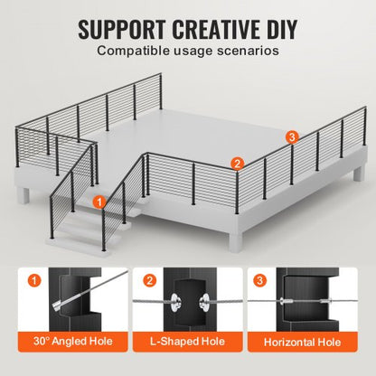 Stainless Steel PreDrilled Railing Post 42 Black Powder Coated Deck Railing Pickets W Rotating Cast 5