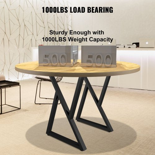 Heavy Duty Metal Table Legs, Z Shape Desk Legs Set, Matte Finish Wrought Iron for DIY Dining Table, Bench, Office